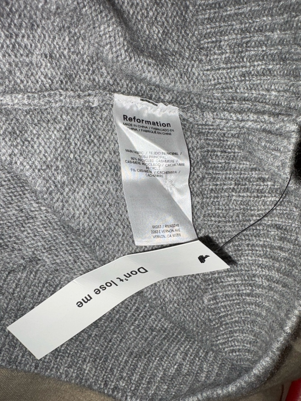 NWT Reformation Brooklyn Gray Cashmere Polo Collar Sweater - XL - Picture 14 of 15
